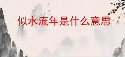 似水流年是什么意思