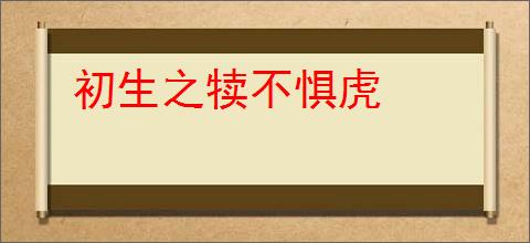 初生之犊不惧虎