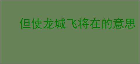 但使龙城飞将在的意思