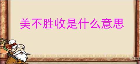 美不胜收是什么意思