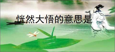 恍然大悟的意思是