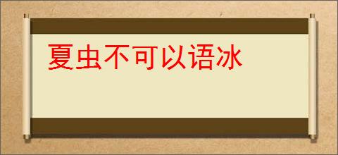 夏虫不可以语冰