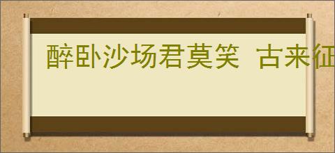 醉卧沙场君莫笑 古来征战几人回